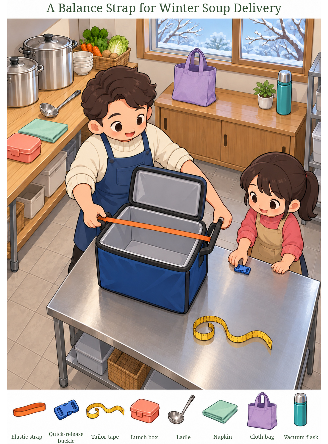 A Balance Strap for Winter Soup Delivery – full-color hidden picture puzzle with 8 objects to find