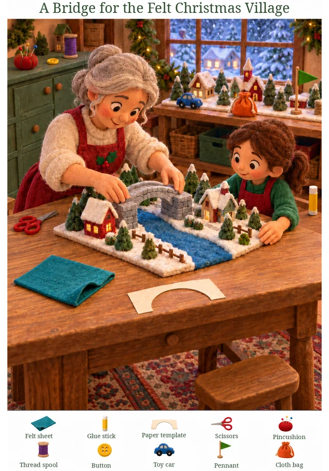 A Bridge for the Felt Christmas Village colorful hidden picture puzzle preview