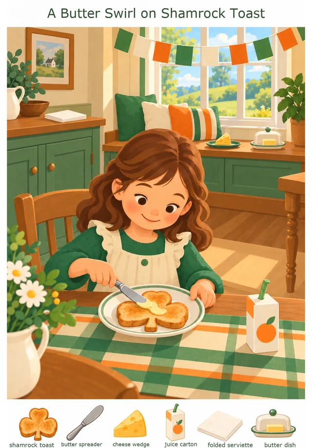 A Butter Swirl on Shamrock Toast colorful hidden picture puzzle preview
