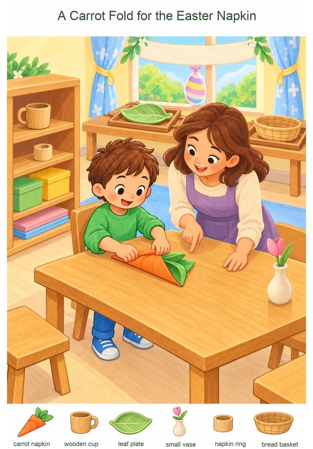 A Carrot Fold for the Easter Napkin colorful hidden picture puzzle preview