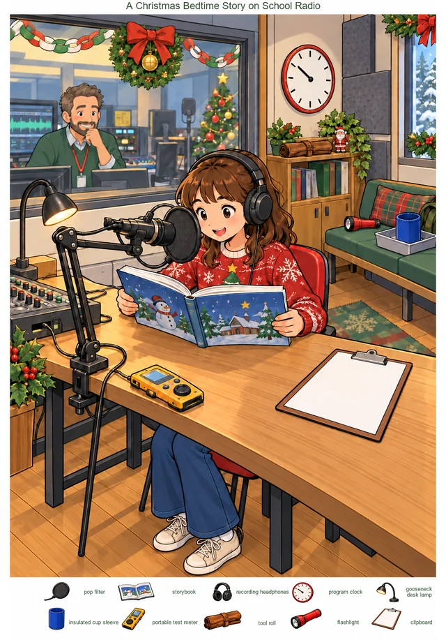 A Christmas Bedtime Story on School Radio colorful hidden picture puzzle preview