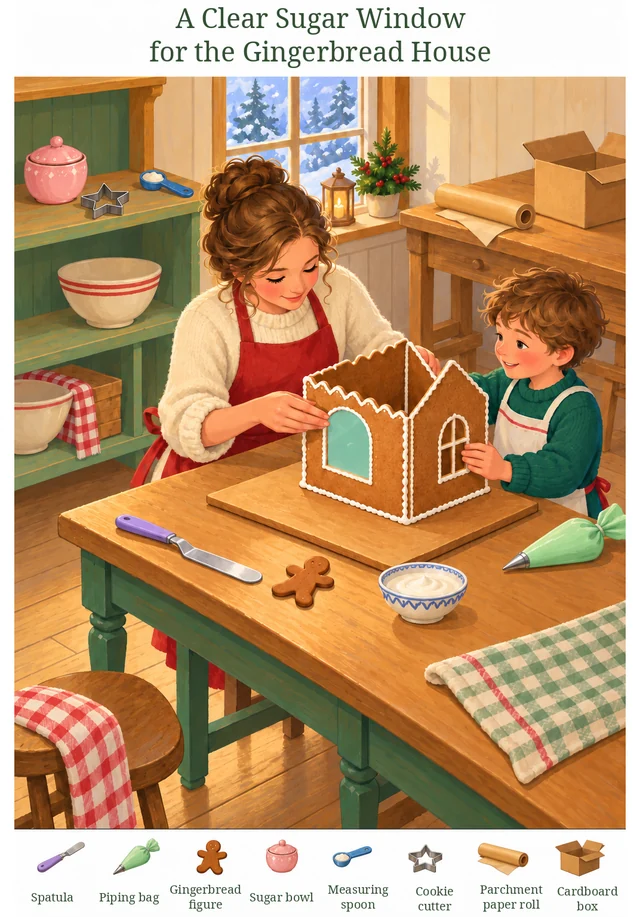 A Clear Sugar Window for the Gingerbread House colorful hidden picture puzzle preview