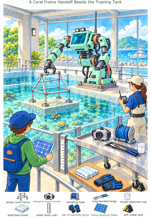 A Coral Frame Handoff Beside the Training Tank colorful hidden picture puzzle preview
