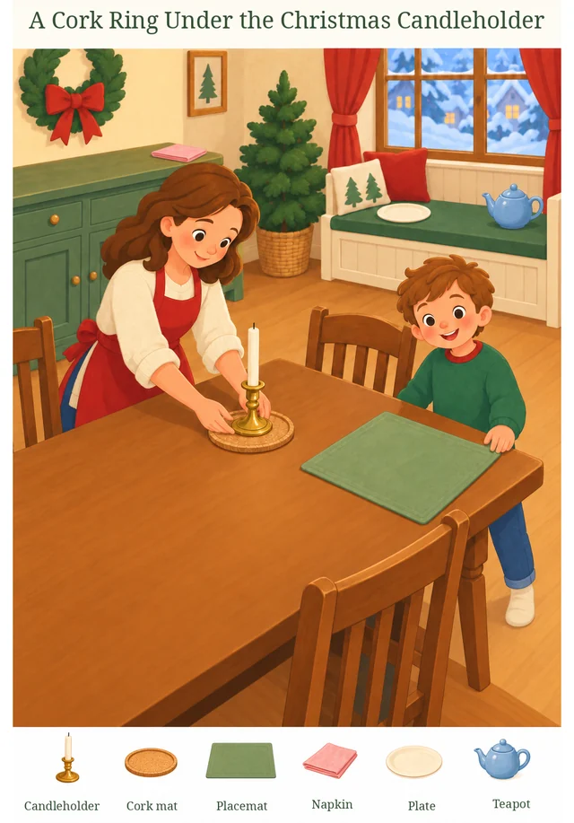 A Cork Ring Under the Christmas Candleholder colorful hidden picture puzzle preview