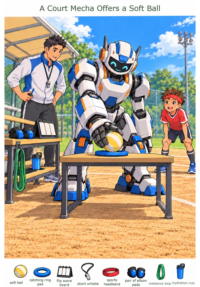 A Court Mecha Offers a Soft Ball colorful hidden picture puzzle preview