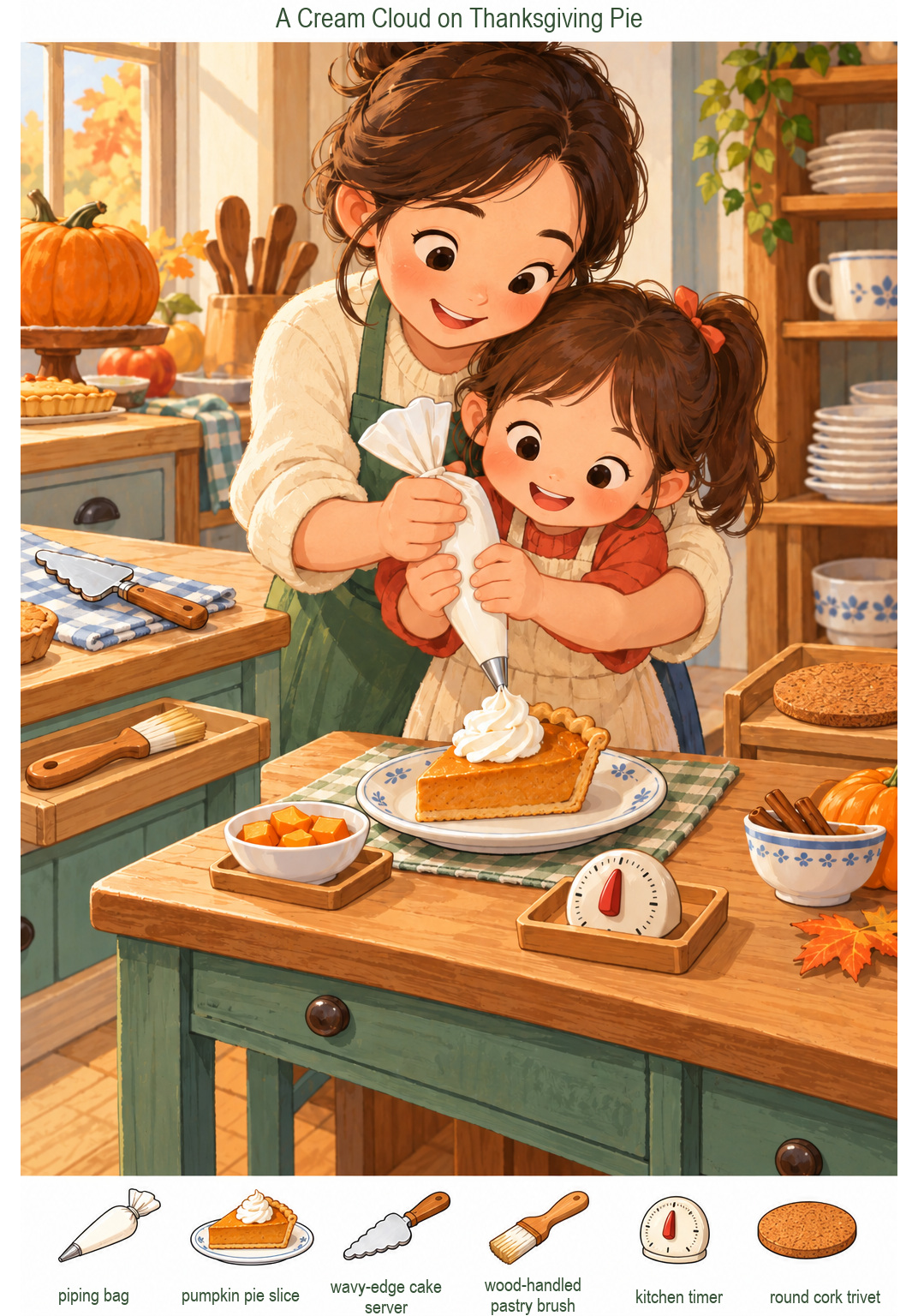 A Cream Cloud on Thanksgiving Pie – full-color hidden picture puzzle with 6 objects to find