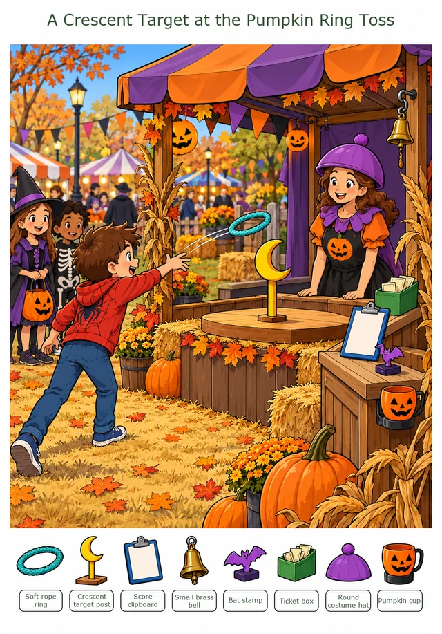 A Crescent Target at the Pumpkin Ring Toss colorful hidden picture puzzle preview