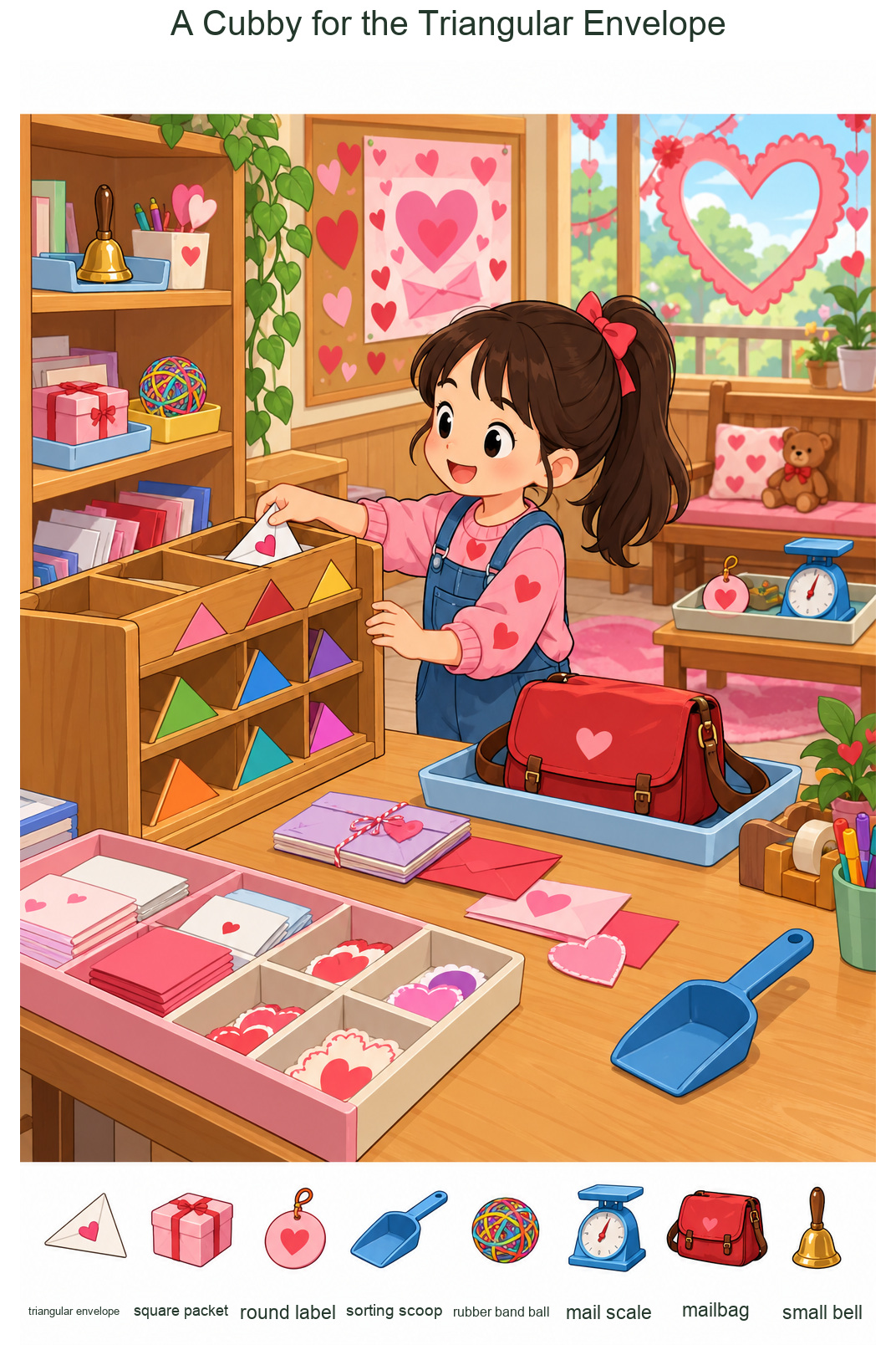 A Cubby for the Triangular Envelope – full-color hidden picture puzzle with 8 objects to find