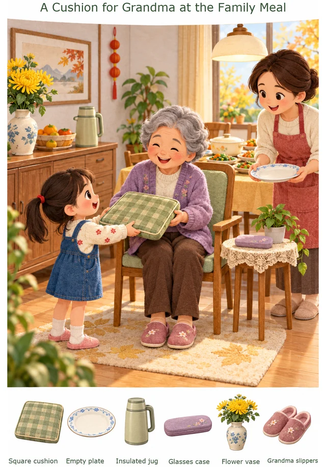 A Cushion for Grandma at the Family Meal colorful hidden picture puzzle preview