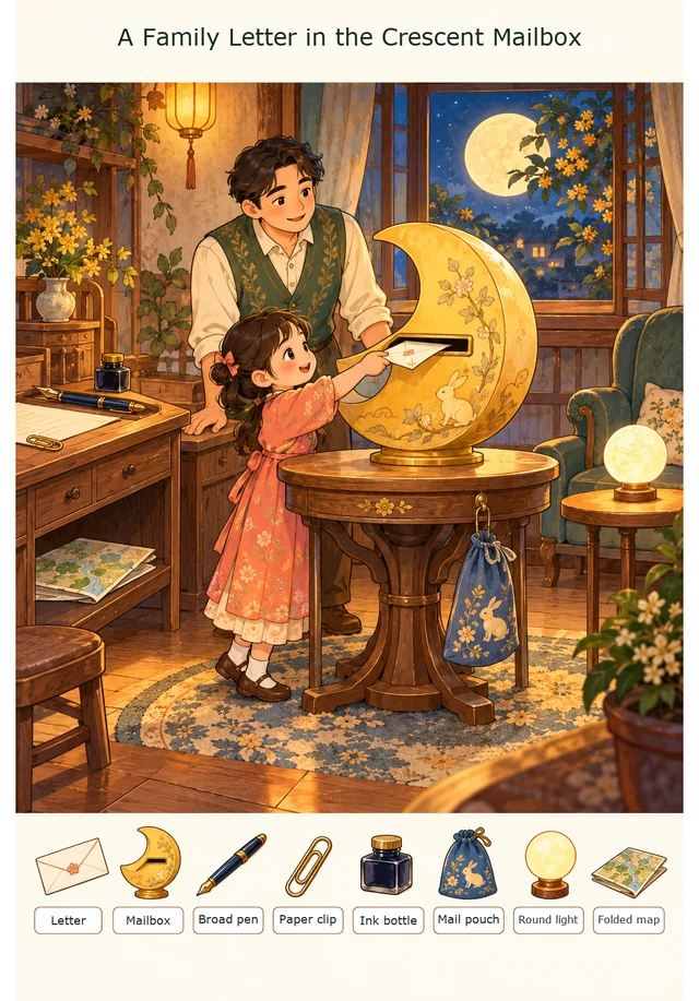 A Family Letter in the Crescent Mailbox colorful hidden picture puzzle preview