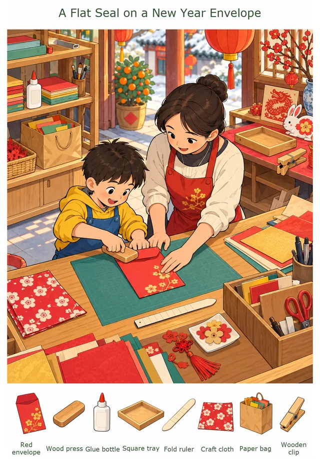 A Flat Seal on a New Year Envelope colorful hidden picture puzzle preview