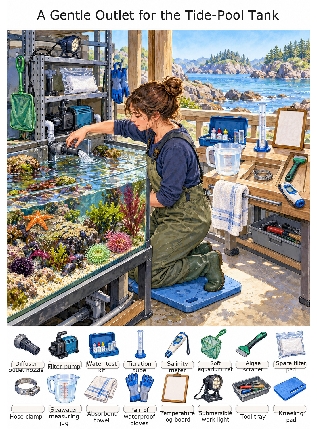 A Gentle Outlet for the Tide-Pool Tank – full-color hidden picture puzzle with 16 objects to find