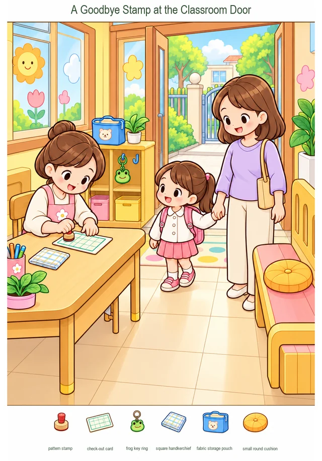 A Goodbye Stamp at the Classroom Door colorful hidden picture puzzle preview