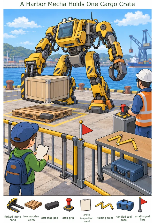 A Harbor Mecha Holds One Cargo Crate hidden picture preview