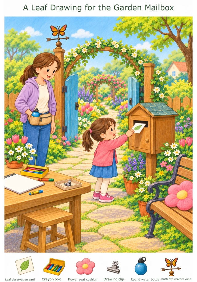 A Leaf Drawing for the Garden Mailbox colorful hidden picture puzzle preview