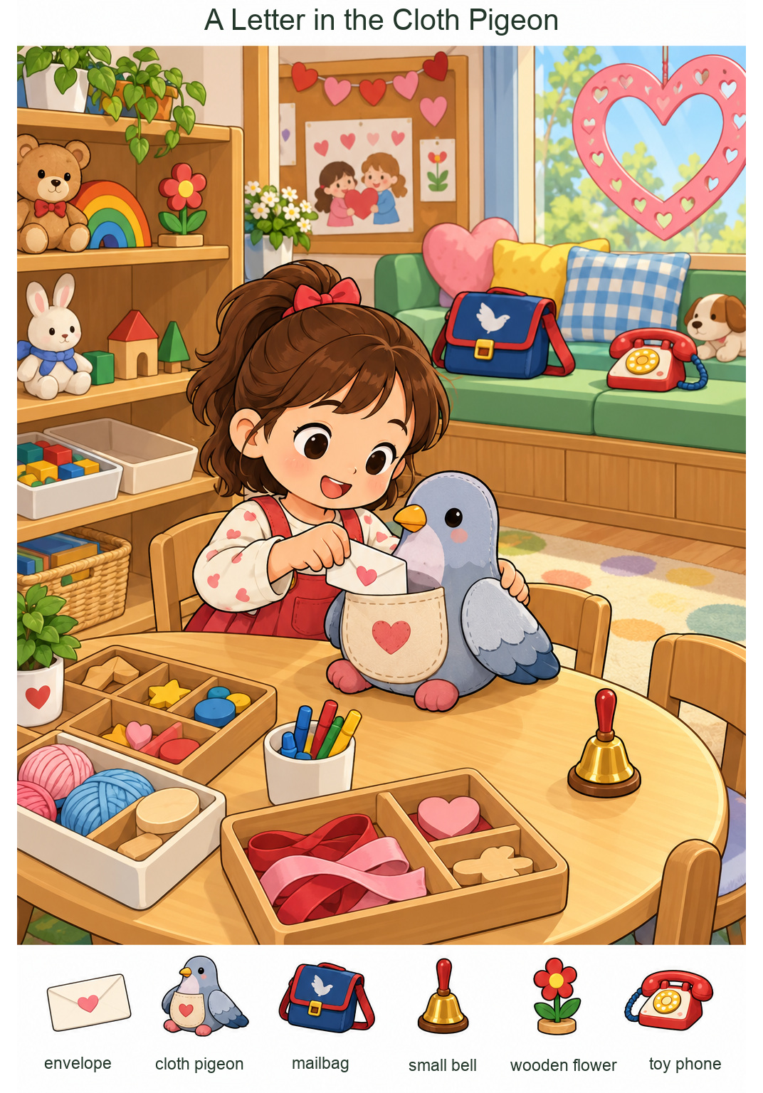 A Letter in the Cloth Pigeon – full-color hidden picture puzzle with 6 objects to find