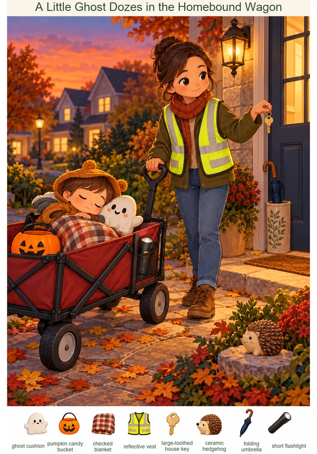 A Little Ghost Dozes in the Homebound Wagon colorful hidden picture puzzle preview