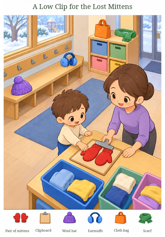 A Low Clip for the Lost Mittens colorful hidden picture puzzle preview