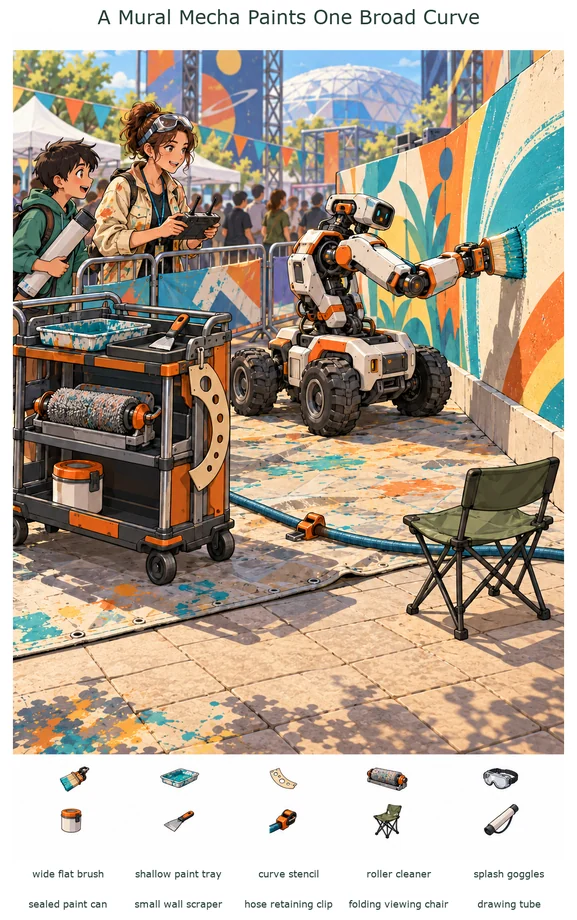 A Mural Mecha Paints One Broad Curve colorful hidden picture puzzle preview