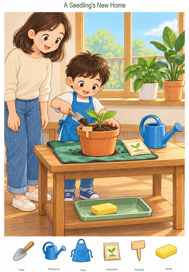 A New Pot for a Spring Seedling colorful hidden picture puzzle preview