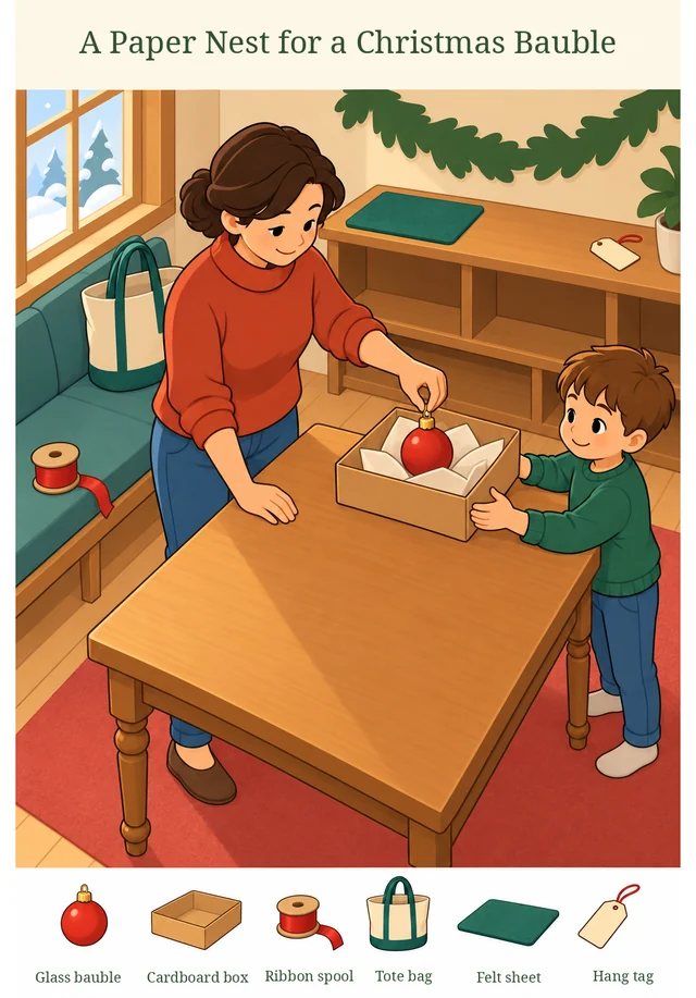 A Paper Nest for a Christmas Bauble colorful hidden picture puzzle preview