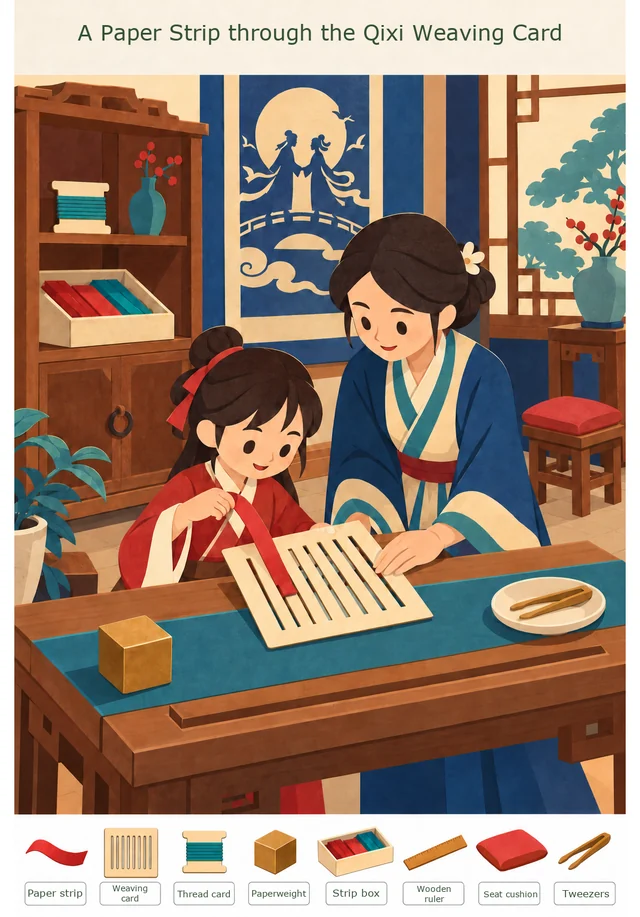 A Paper Strip through the Qixi Weaving Card colorful hidden picture puzzle preview