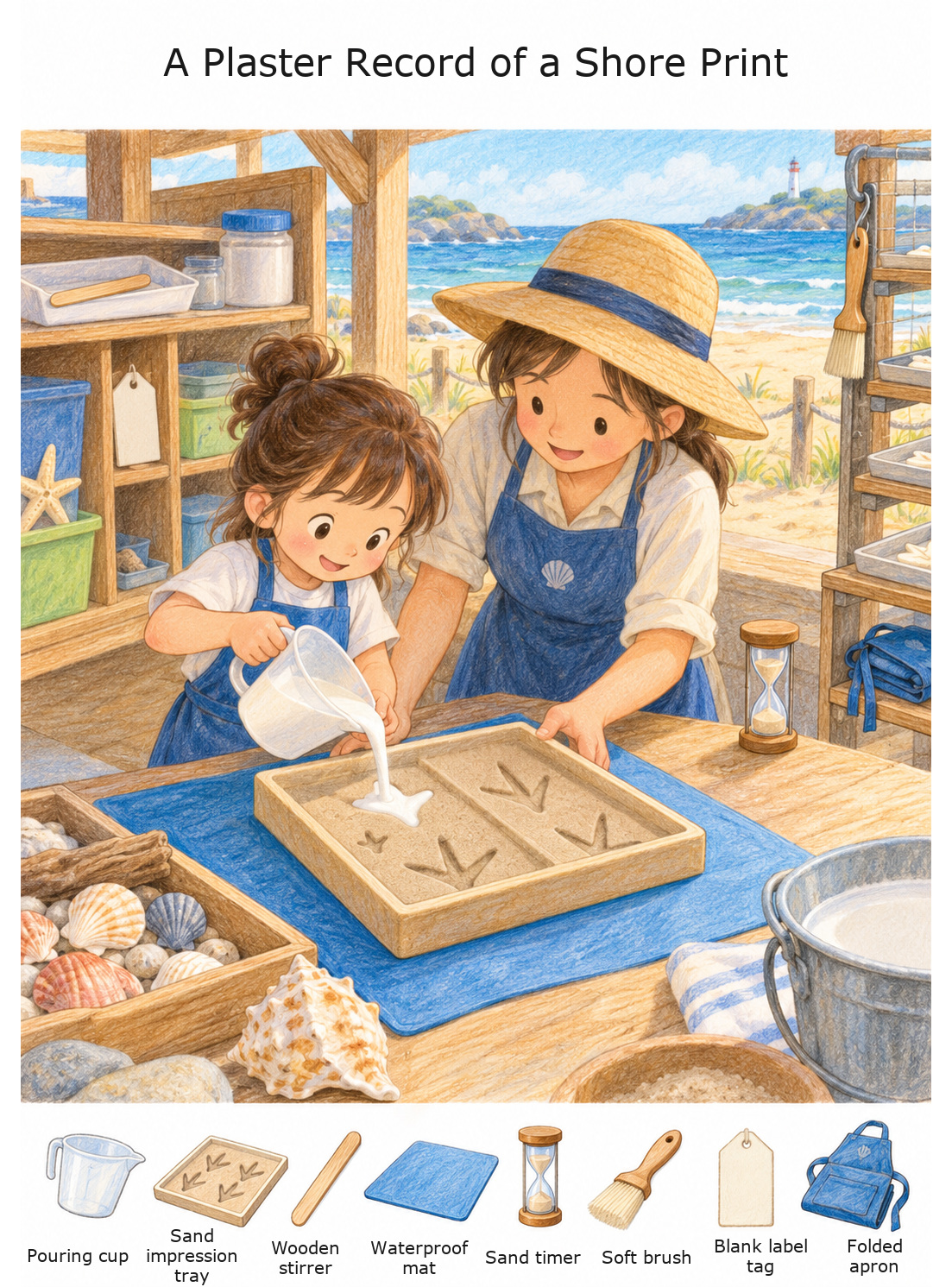 A Plaster Record of a Shore Print – full-color hidden picture puzzle with 8 objects to find