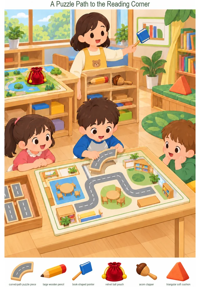 A Puzzle Path to the Reading Corner colorful hidden picture puzzle preview