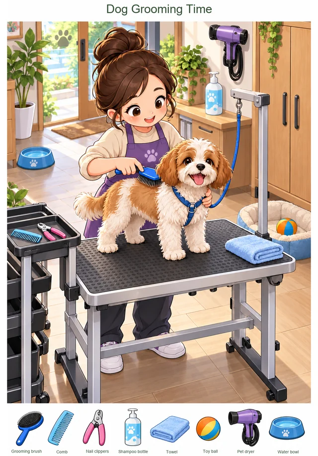 A Quiet Afternoon at the Dog Grooming Studio colorful hidden picture puzzle preview
