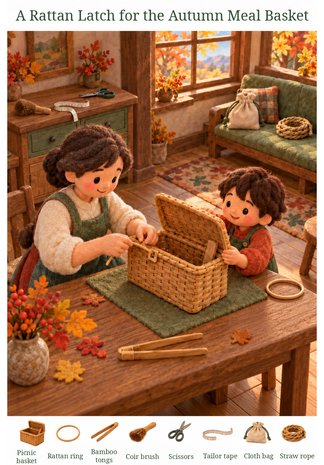 A Rattan Latch for the Autumn Meal Basket – full-color hidden picture puzzle with 8 objects to find