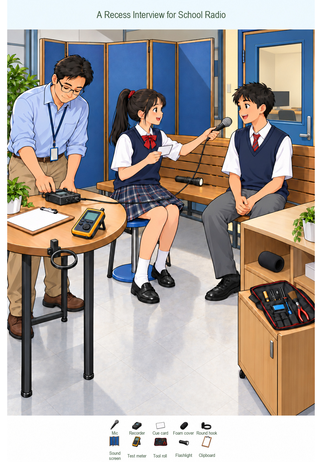 A Recess Interview for School Radio – full-color hidden picture puzzle with 10 objects to find