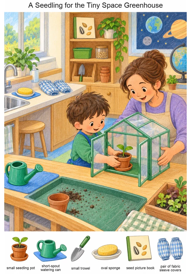 A Seedling for the Tiny Space Greenhouse colorful hidden picture puzzle preview
