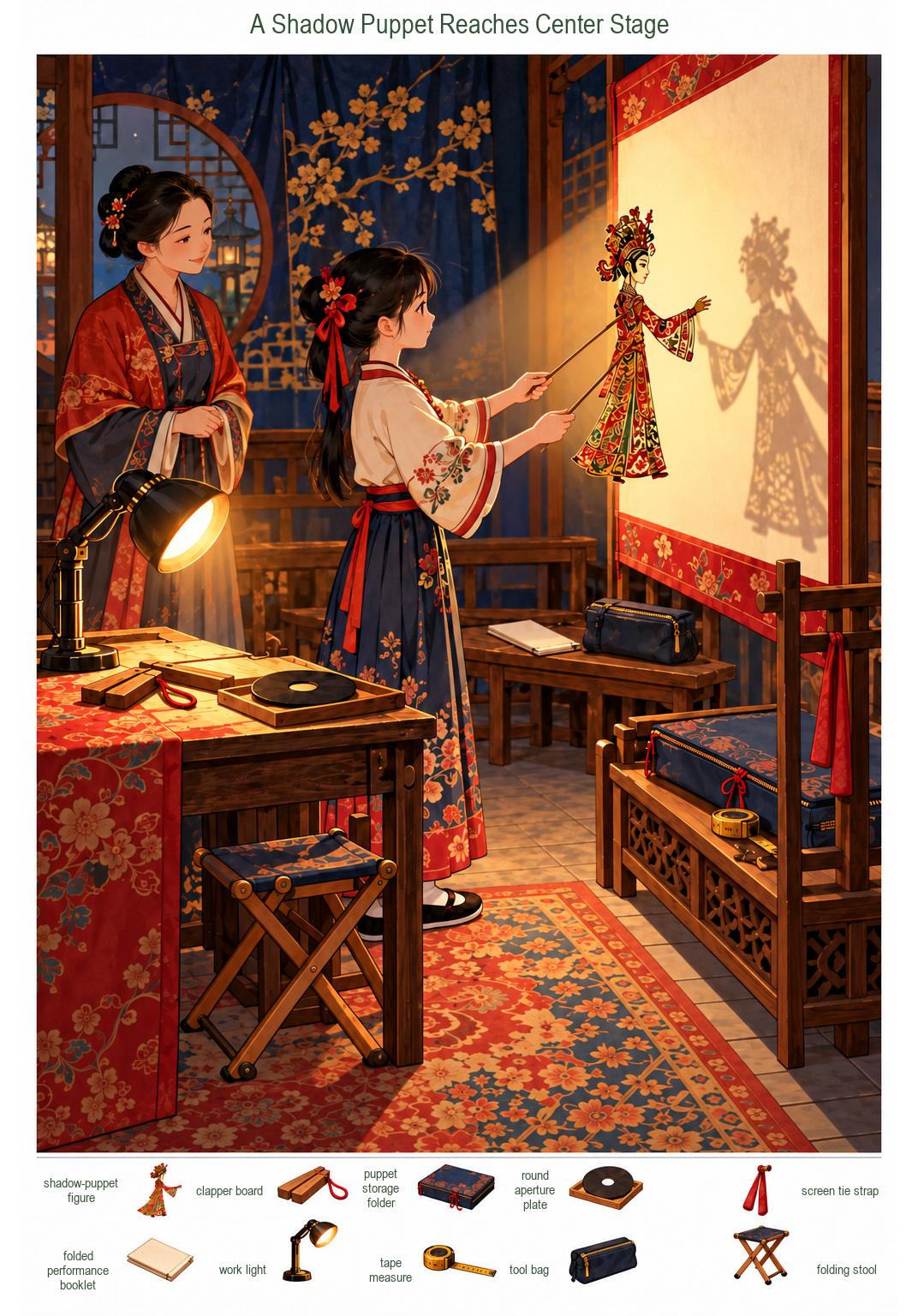 A Shadow Puppet Reaches Center Stage – full-color hidden picture puzzle with 10 objects to find