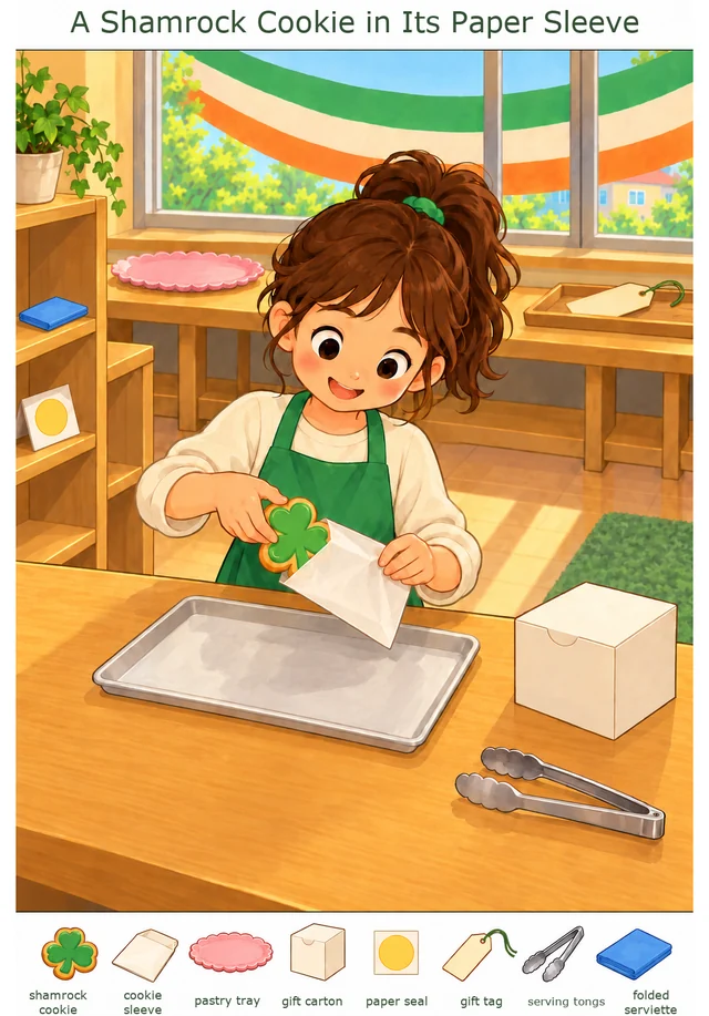 A Shamrock Cookie in Its Paper Sleeve colorful hidden picture puzzle preview