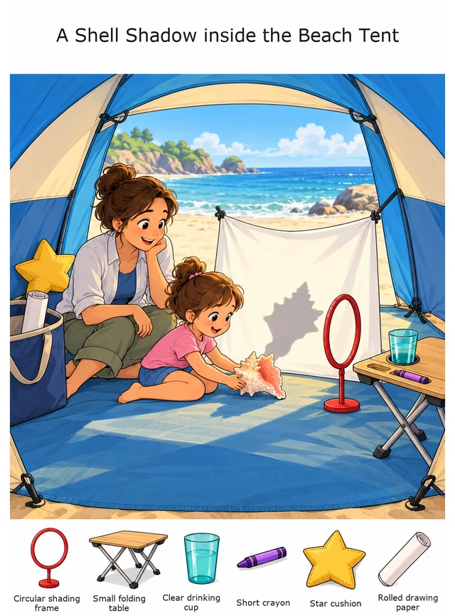A Shell Shadow inside the Beach Tent colorful hidden picture puzzle preview