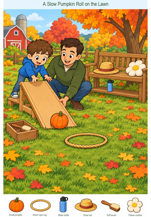 A Slow Pumpkin Roll on the Lawn colorful hidden picture puzzle preview