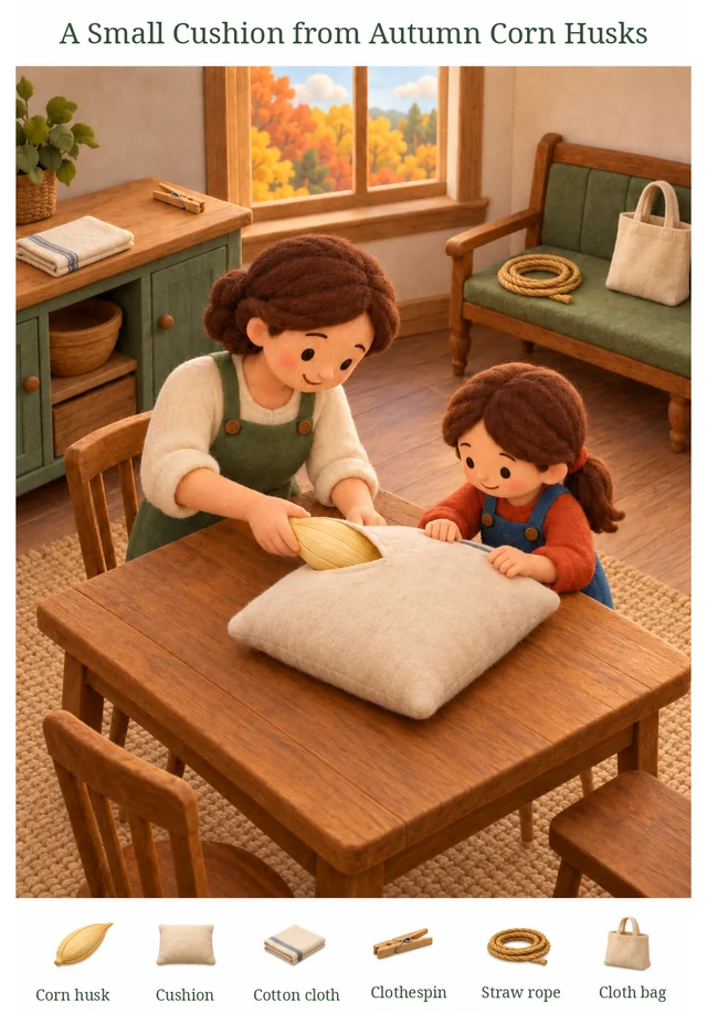 A Small Cushion from Autumn Corn Husks colorful hidden picture puzzle preview