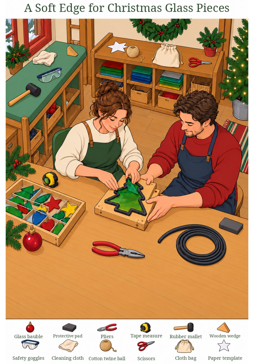 A Soft Edge for Christmas Glass Pieces – full-color hidden picture puzzle with 12 objects to find