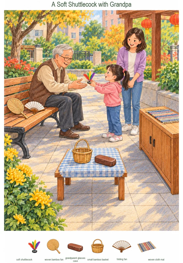 A Soft Shuttlecock with Grandpa colorful hidden picture puzzle preview