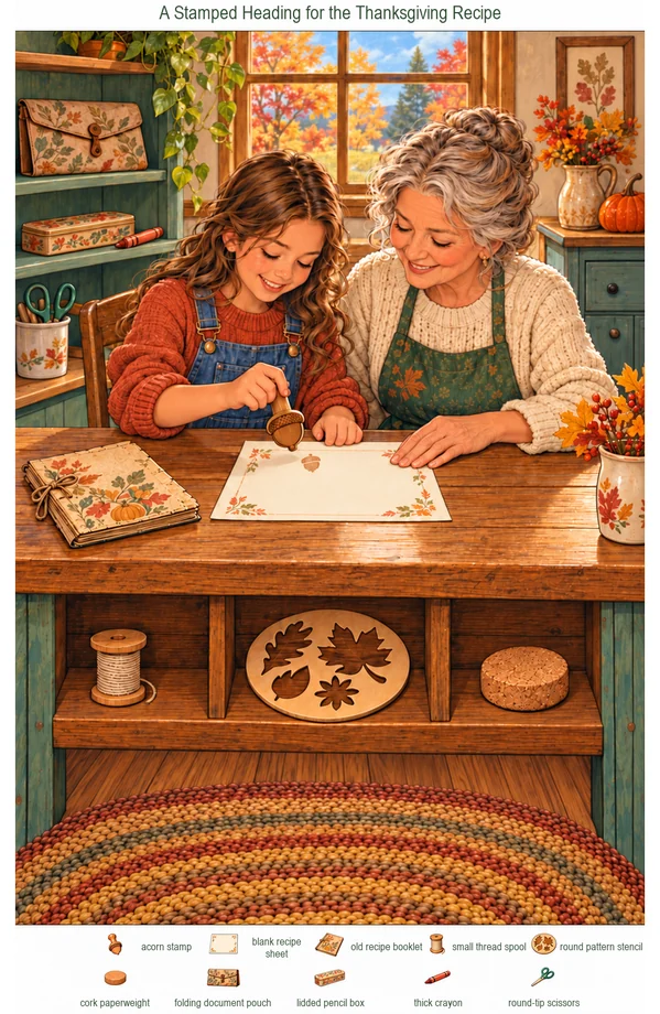 A Stamped Heading for the Thanksgiving Recipe colorful hidden picture puzzle preview
