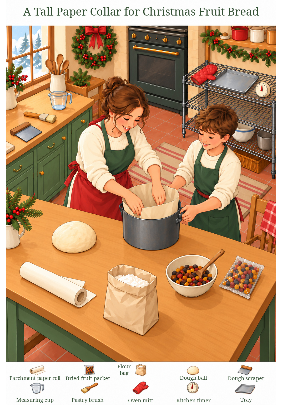 A Tall Paper Collar for Christmas Fruit Bread – full-color hidden picture puzzle with 10 objects to find