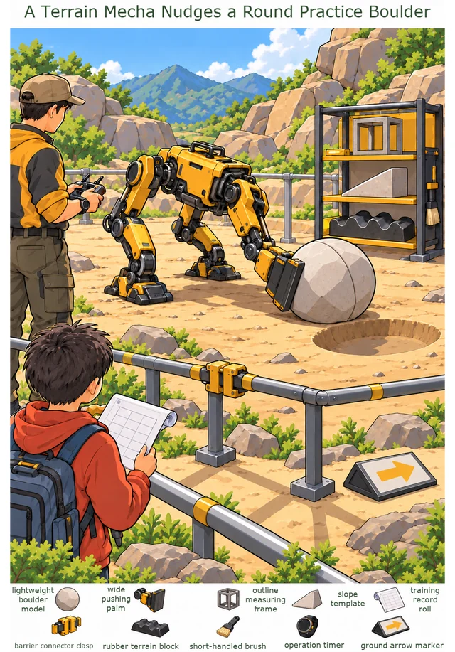 A Terrain Mecha Nudges a Round Practice Boulder colorful hidden picture puzzle preview