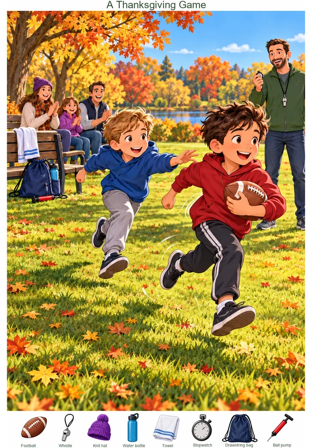 A Thanksgiving Game in the Park colorful hidden picture puzzle preview