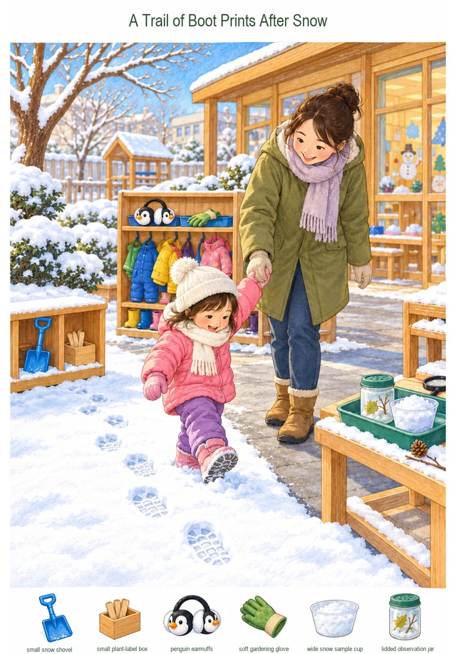 A Trail of Boot Prints After Snow colorful hidden picture puzzle preview