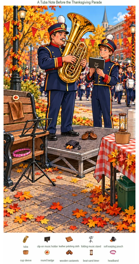 A Tuba Note Before the Thanksgiving Parade colorful hidden picture puzzle preview