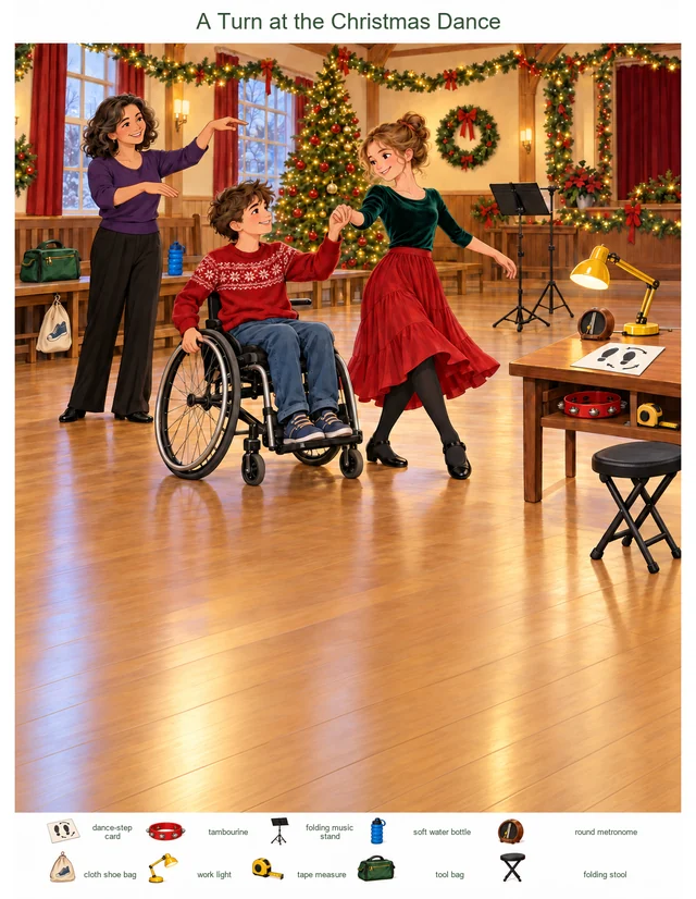 A Turn at the Christmas Dance colorful hidden picture puzzle preview