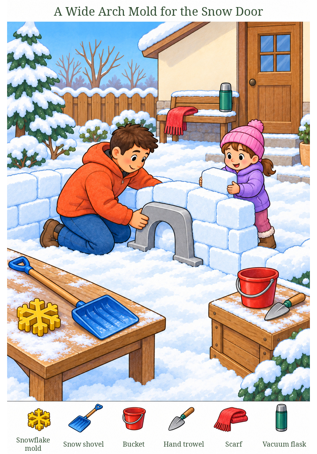 A Wide Arch Mold for the Snow Door – full-color hidden picture puzzle with 6 objects to find