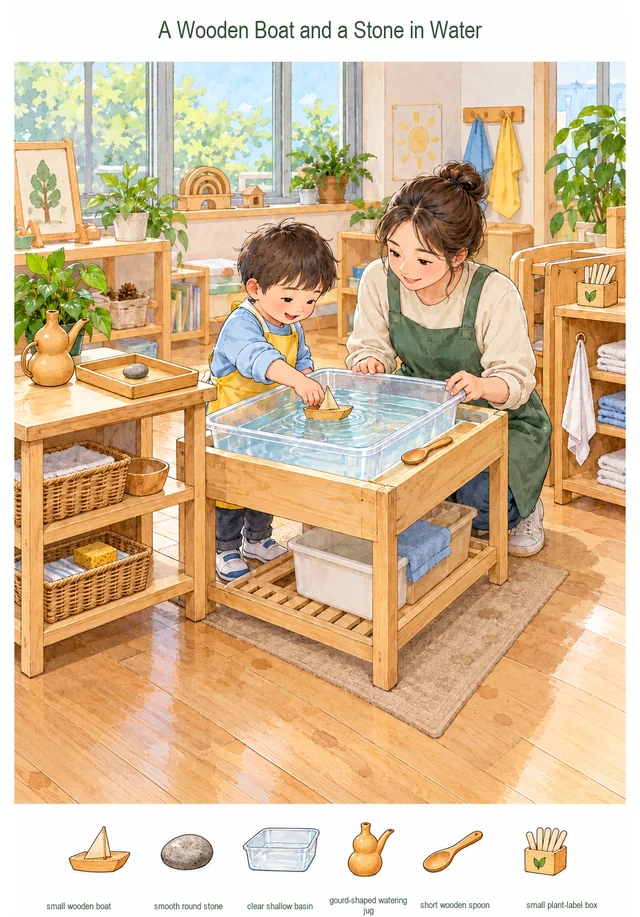A Wooden Boat and a Stone in Water colorful hidden picture puzzle preview