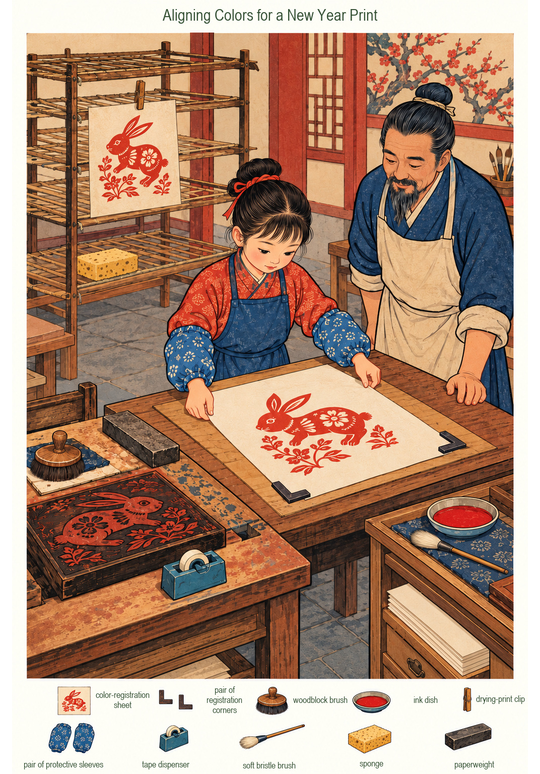 Aligning Colors for a New Year Print – full-color hidden picture puzzle with 10 objects to find