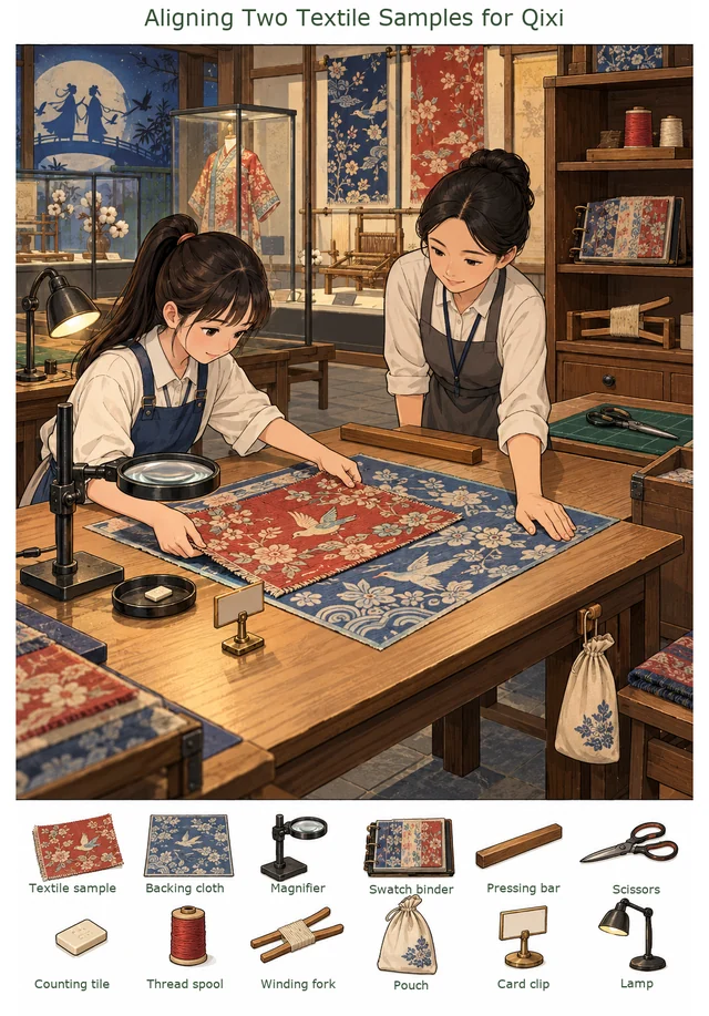 Aligning Two Textile Samples for Qixi colorful hidden picture puzzle preview